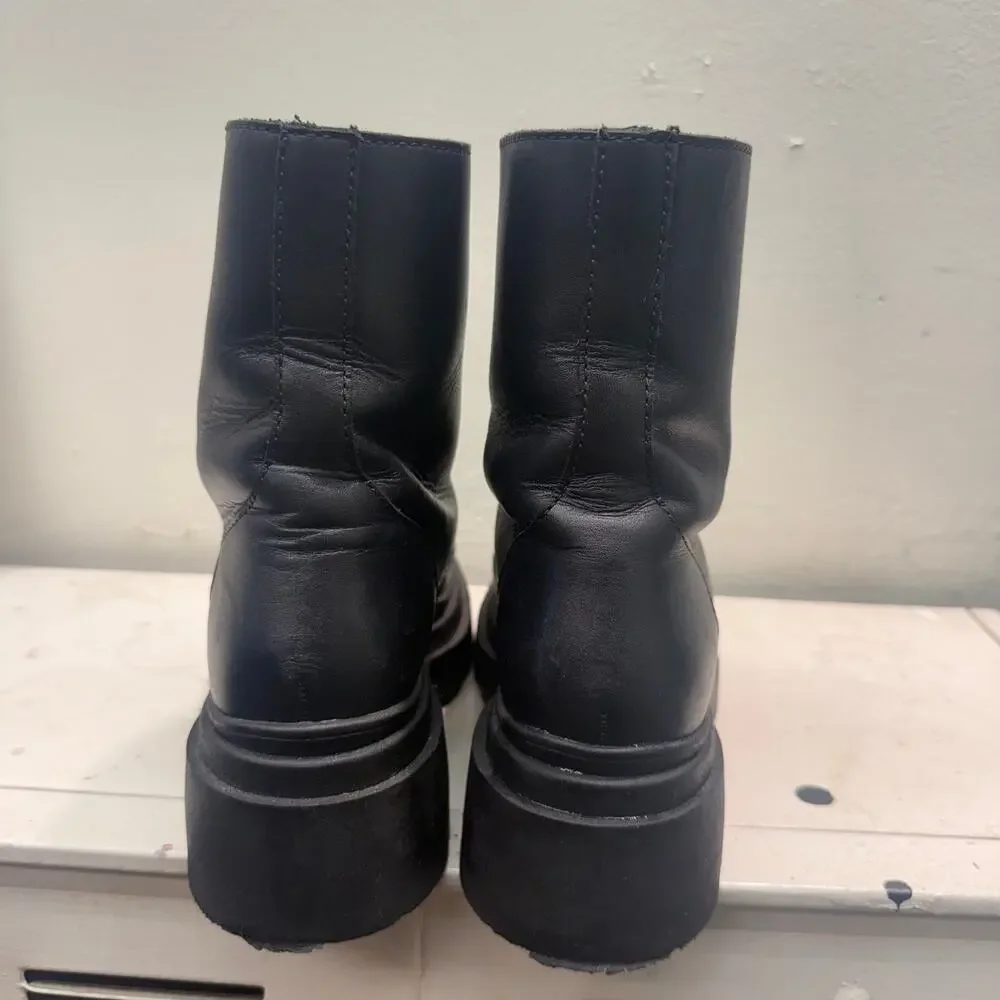 Thursday Boot Company 8 Ryder Platform Boots Black Leather Zip Goth
